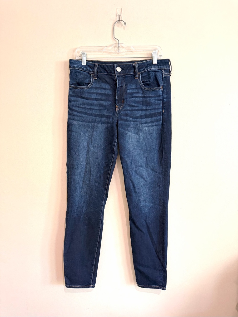 American Eagle Next Level Stretch Skinny Jeans Dark Wash Blue Sz 14 Like New